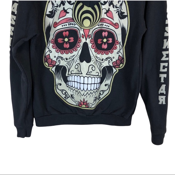 Bassnectar EDM Band Zip Up Skull Spellout Black Hoodie in size small - Picture 4 of 12